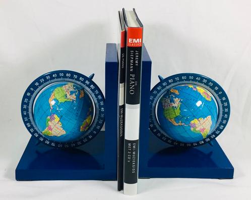 Boekensteun Vintage setje wereldbollen 1980’s, Antiek en Kunst, Curiosa en Brocante, Ophalen of Verzenden
