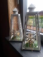 2 decoratieve kaarsenhouders, 25 tot 50 cm, Wit, Ophalen of Verzenden, Zo goed als nieuw