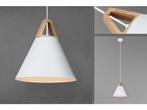 Design hanglamp wit metaal en hout, Huis en Inrichting, Minder dan 50 cm, Nieuw, Metaal, Design