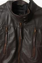 bruin/khaki kort  lederen jasje d'Auvry  M, Kleding | Dames, Jasjes, Kostuums en Pakken, Bruin, Maat 42/44 (L), Ophalen of Verzenden