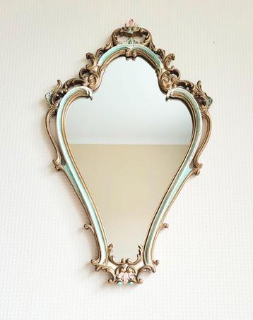 Grote vintage franse style spiegel met sierlijke lijst!, Ophalen of Verzenden