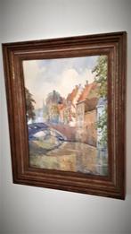 Vintage aguarel van Brugge in een mooie lijst 1938, Antiek en Kunst, Ophalen of Verzenden