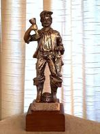 Prachtige oude bronzen beeld van een visserman- Ondertekend!, Comme neuf, Autres types, Enlèvement ou Envoi