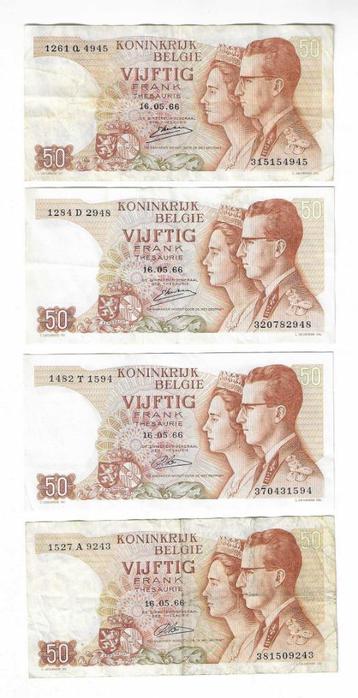 Lot van 4 biljetten Boudewijn-Fabiola 50 BEF ( Munt-003 ) beschikbaar voor biedingen