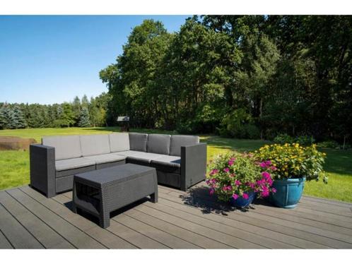 LOUNGESET PROVENCE, Jardin & Terrasse, Ensembles de jardin, Comme neuf, Sets de jardin, Synthétique, 5 places, Banque, Table d'appoint