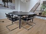 8 Linea Veam buisstoelen met zwart leder, Ophalen, Gebruikt, Bauhaus, Zwart