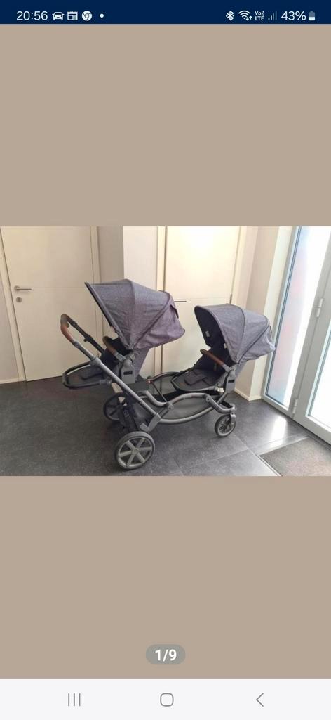 Tweelingen koets amper gebruikt met veel extra's onderdelen, Enfants & Bébés, Buggys, Comme neuf, Enlèvement