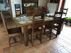 table carrelée et ses 8 chaises, 150 à 200 cm, Chêne, Enlèvement, Campagnard et rustique