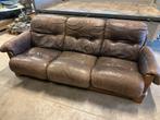 3 lederen salonzetels met voleiken frame., Huis en Inrichting, Ophalen, Zo goed als nieuw