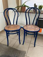 Thonet - 6 blauwe stoelen te restaureren, Maison & Meubles, Chaises, Comme neuf, Bois, Bleu, Enlèvement
