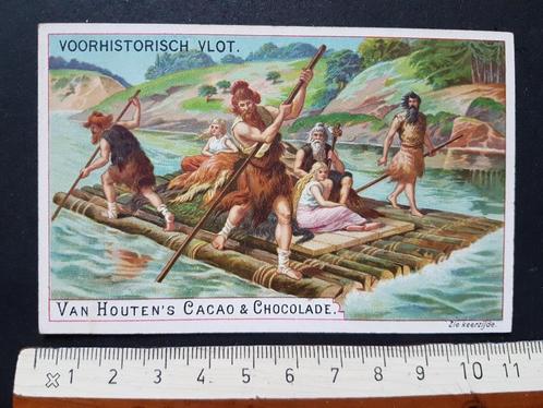 Chromo Van Houten's Cacao & chocolade Voorhistorisch Vlot, Verzamelen, Foto's en Prenten, Zo goed als nieuw, Prent, Klederdracht