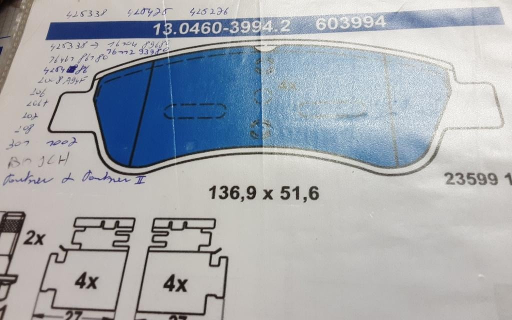 PEUGEOT 2008 206 207 208 301 1007 partner remblokken 423338, Enlèvement ou Envoi, Citroën