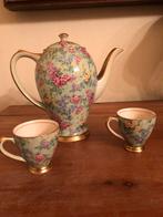 Porcelaine anglaise Empire chintz « lilas » cafetière 2 tass, Antiquités & Art