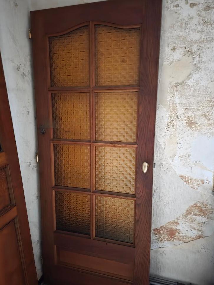 Portes, Bricolage & Construction, Fenêtres & Moustiquaires, Utilisé, Porte intérieure, Moins de 200 cm, 80 à 100 cm, Verre, Bois