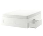 BRIMNES bed ikea 140cm + lattenbodems + matras, Huis en Inrichting, Slaapkamer | Bedden, Ophalen, Wit, Tweepersoons, 140 cm