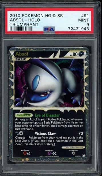 Absol Holo PSA 9 - 91/102 - Triumphant 2010 beschikbaar voor biedingen