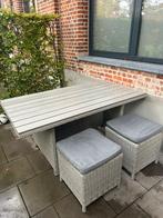 Tuinset met twee krukken, parasol en voet, Tuin en Terras, Ophalen, Zo goed als nieuw, Tuinset