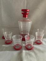 Glazen karaf en zijn 6 vintage kopjes, jaren 80!, Antiek en Kunst, Ophalen of Verzenden