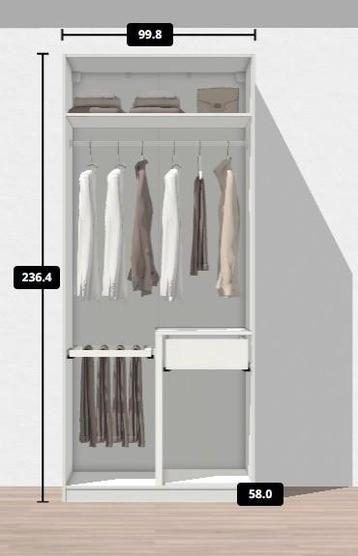 Armoire penderie Pax 100x58x236cm blanche portes miroir