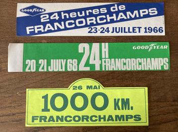 Lot van 3 stickers FRANCORCHAMPS 24 heures '66, '68/ 1000 km beschikbaar voor biedingen