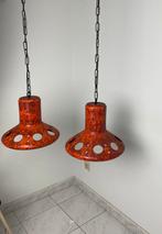 Set van 2 grote keramieken hanglampen, Comme neuf, Autres matériaux, Vintage, 75 cm ou plus