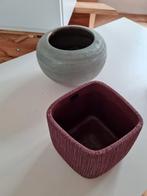 Deux jolis pots en céramique mauve et gris, Comme neuf, Rond, Enlèvement, Intérieur