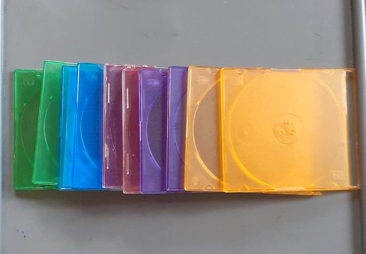 Lot de 10 boîtiers vide  coloré pour cd ou dvd, Divers, Accessoires de bureau, Enlèvement ou Envoi