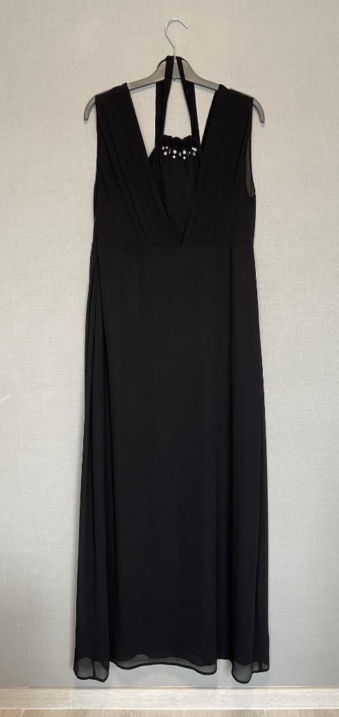 Lange zwarte feestjurk met parels van Senso (L), Kleding | Dames, Jurken, Zo goed als nieuw, Maat 42/44 (L), Zwart, Onder de knie