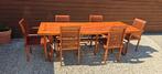 Houten Tuinset 6 stoelen met kussens + tafel, Ophalen, Tuinset, Hout, Eettafel