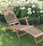 2-delige teakhouten loungestoelen beschikbaar, Tuin en Terras, Ophalen, Gebruikt, Hout, Verstelbaar