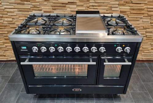 🔥Réchaud Luxe Boretti Majestic 120 cm noir Frytop 7 brûleu, Electroménager, Cuisinières, Comme neuf, Autoportant, 5 zones de cuisson ou plus