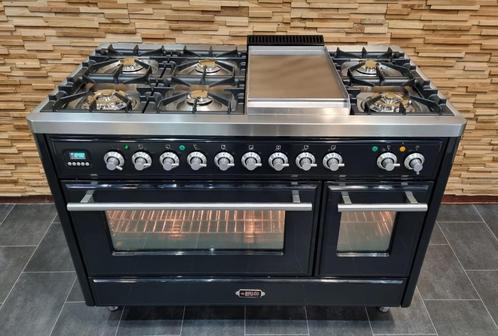 🔥Luxe Fornuis Boretti Majestic 120 cm zwart Frytop 7 pits, Elektronische apparatuur, Fornuizen, Zo goed als nieuw, Vrijstaand