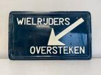 Wielrijders oversteken bord 1951, Antiek en Kunst, Ophalen of Verzenden