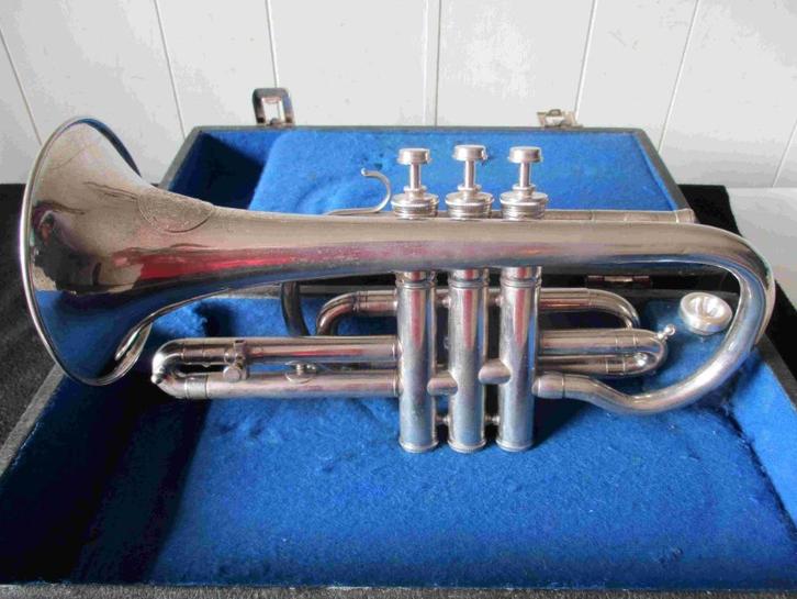Cornet C.Mahillon, Muziek en Instrumenten, Blaasinstrumenten | Overige, Gebruikt, Koperblazer, Met koffer of draagtas, Ophalen of Verzenden