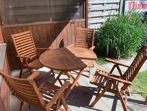 Tuinset village teak stoelen met verstelbare rug in topstaat, Tuin en Terras, Tuinsets en Loungesets, Zo goed als nieuw, Tuinset