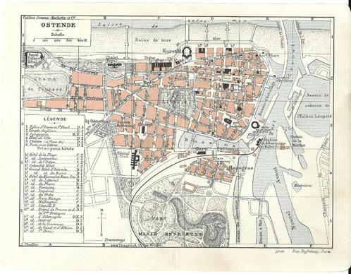 1905 - Oostende stadsplan, Boeken, Atlassen en Landkaarten, Verzenden
