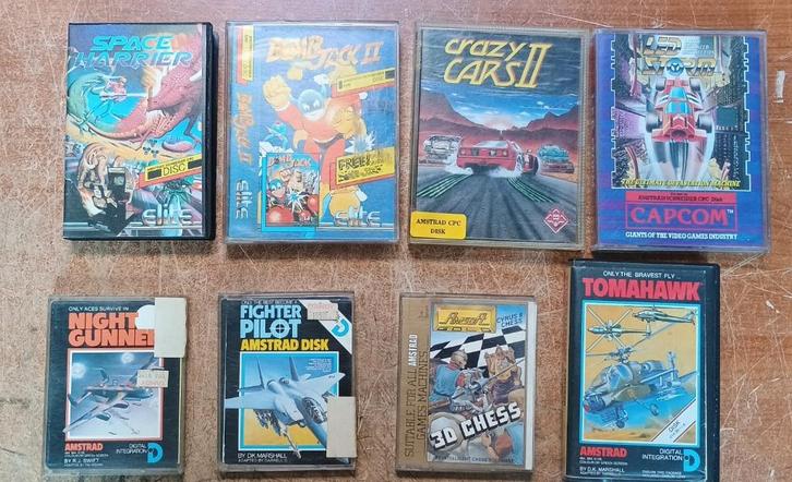 Lot van 8 CPC games op 3" disk Space Harrier Bomb Jack ..., Computers en Software, Vintage Computers, Ophalen of Verzenden
