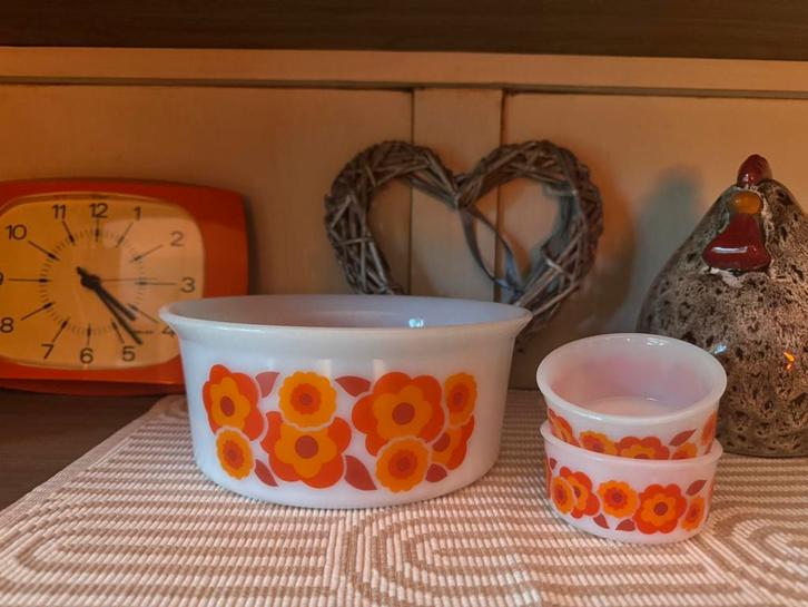 Arcopal Lotus Ramequins, Huis en Inrichting, Keuken | Tupperware, Gebruikt, Schaal, Oranje, Ophalen of Verzenden