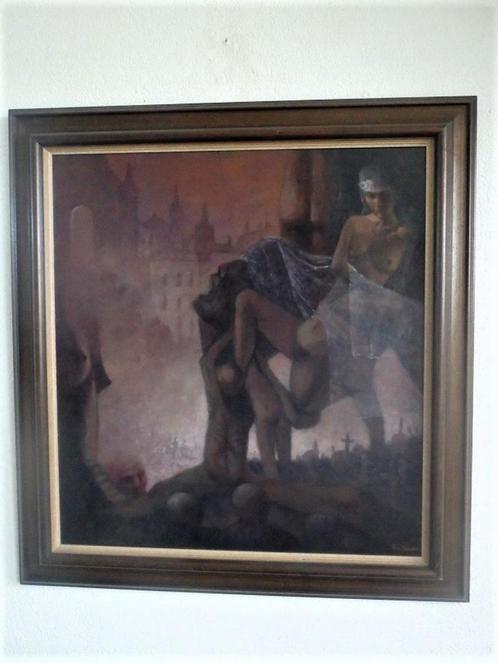 Surrealistisch - naakten - Hans van Vuuren (geb. 1939), Antiek en Kunst, Kunst | Schilderijen | Klassiek, Ophalen of Verzenden