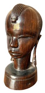 handgesneden houten buste van een Afrikaanse vrouw, Antiek en Kunst, Ophalen