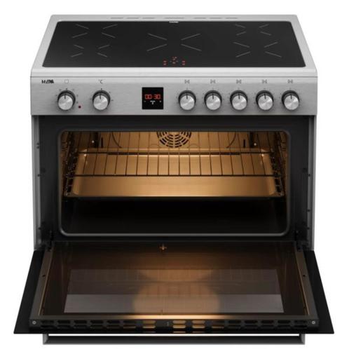 Etna FI590RVS inductiefornuis zwart 90cm nieuw laagste prijs, Elektronische apparatuur, Fornuizen, Nieuw, Vrijstaand, Inductie