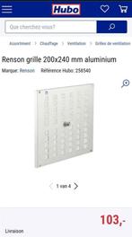 5 grilles aération Renson 200x240 mm aluminium, Bricolage & Construction, Enlèvement ou Envoi