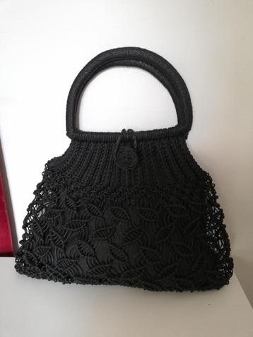 vintage gevlochten handtas - zwart
