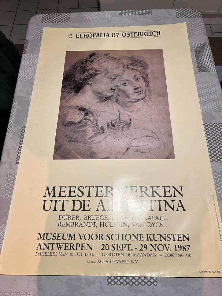 Vintage Poster Europalia 87 Osterreich: Meesterwerken uit de, Verzamelen, Posters, Gebruikt, Reclame, Deurposter of groter, Rechthoekig Staand