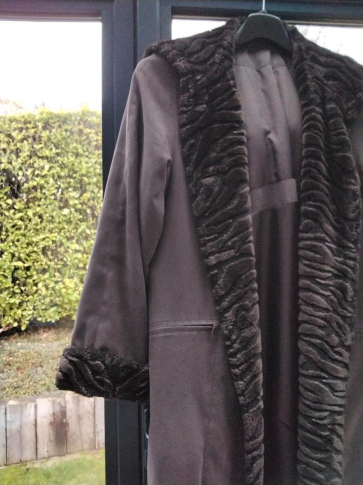 Bruine jas van leer en synthetisch bont voor dames T.38/40, Kleding | Dames, Jassen | Winter, Zo goed als nieuw, Maat 38/40 (M)