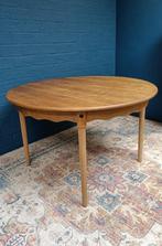 Vintage Deense eiken ronde tafel, verlengbaar, jaren 60, Huis en Inrichting, Tafels | Eettafels, Ophalen, Eikenhout