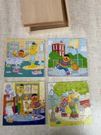 4 houten puzzels Bert en Ernie, 2 tot 4 jaar, 10 tot 50 stukjes, Ophalen of Verzenden, Zo goed als nieuw