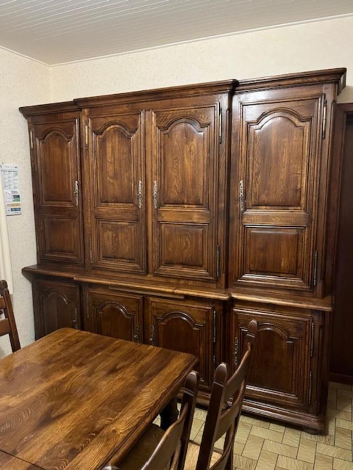 Eetplaats in volledige eik (100%), Huis en Inrichting, Complete eetkamers, Zo goed als nieuw, 4 tot 6 stoelen, Ophalen