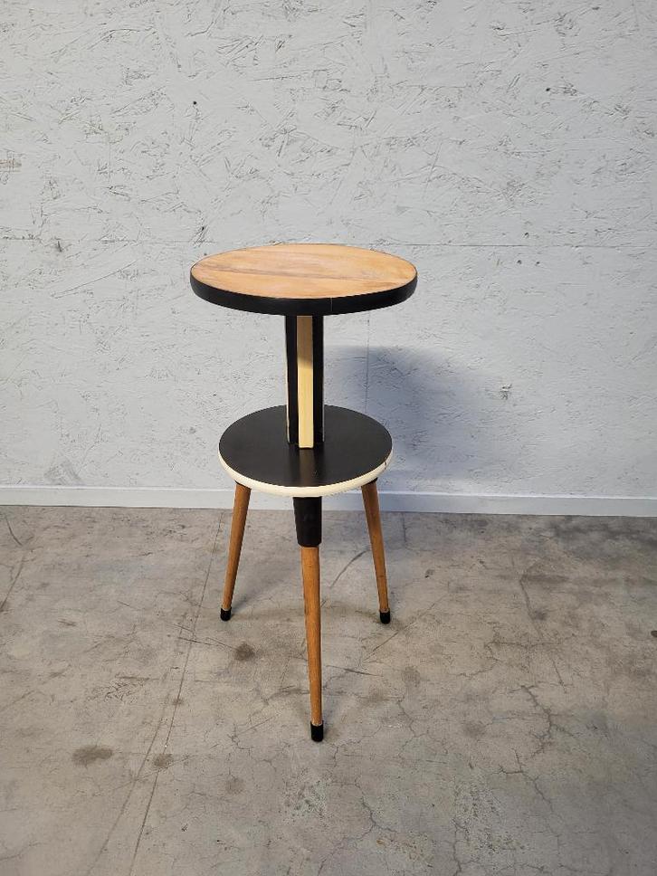 Tripod vintage plantenstandaard of tafeltje met 2 etages, Antiek en Kunst, Curiosa en Brocante, Ophalen