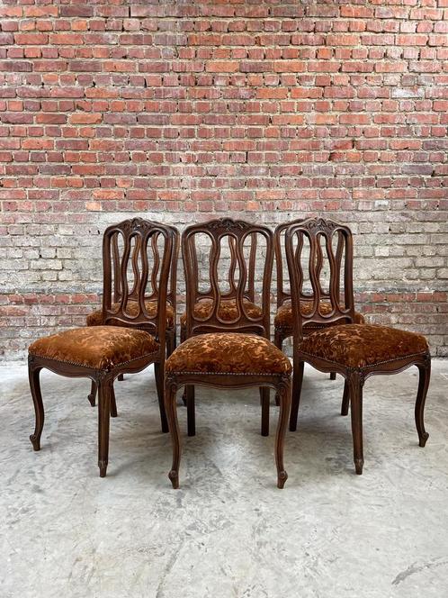 Set van 6 antieke eetkamerstoelen – voor herstoffering, Antiek en Kunst, Antiek | Meubels | Stoelen en Sofa's, Ophalen